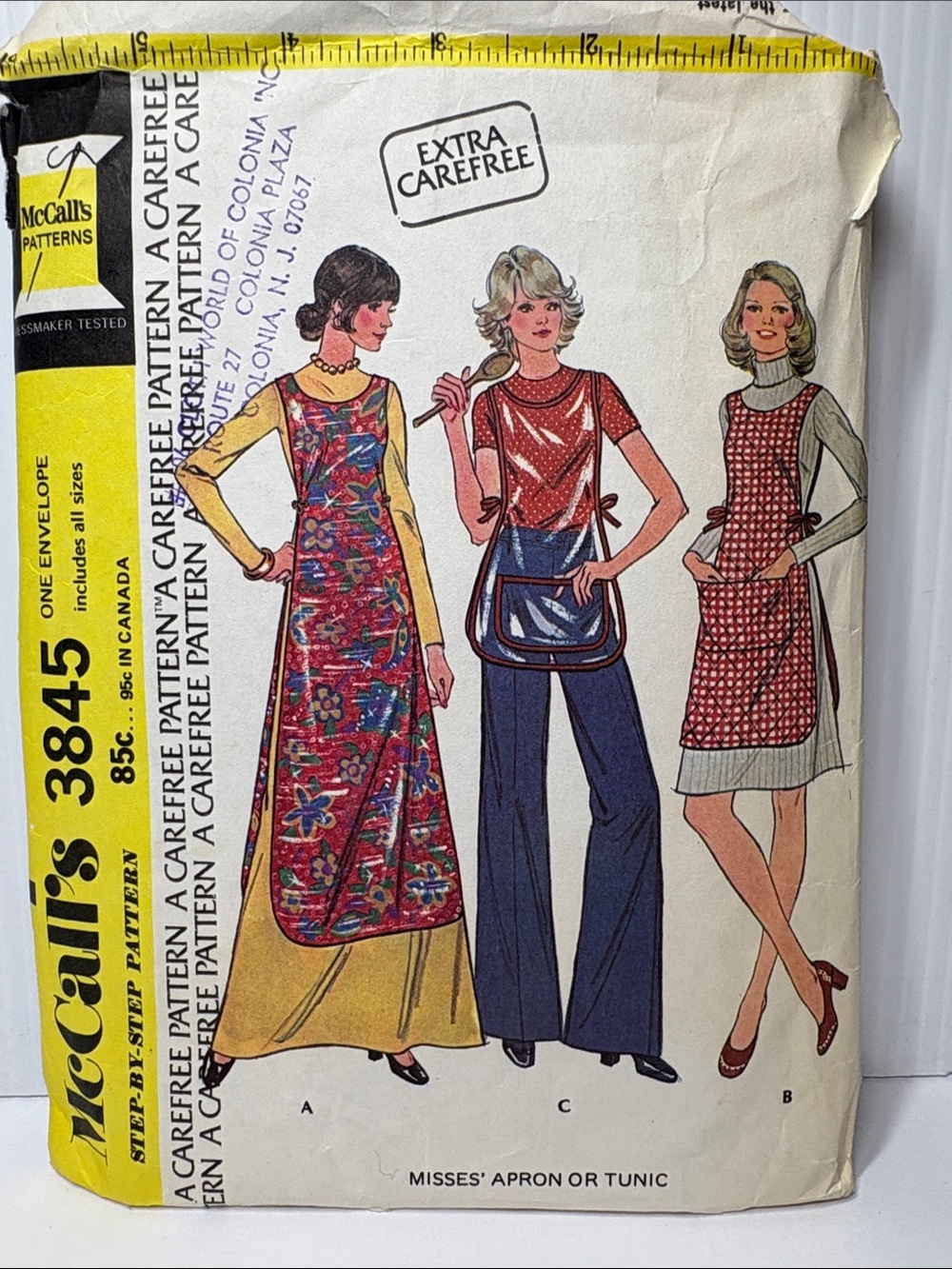 McCall's Step-by-Step Patterns 3845 Apron & Tunic 1970’s